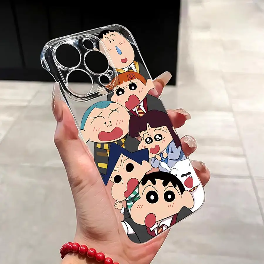 S-ShinChan C-Crayon Clear Hard Phone Case for iPhone 16 Pro 13 Pro Max 14 15 Pro Max 11 12 Transparent Cover