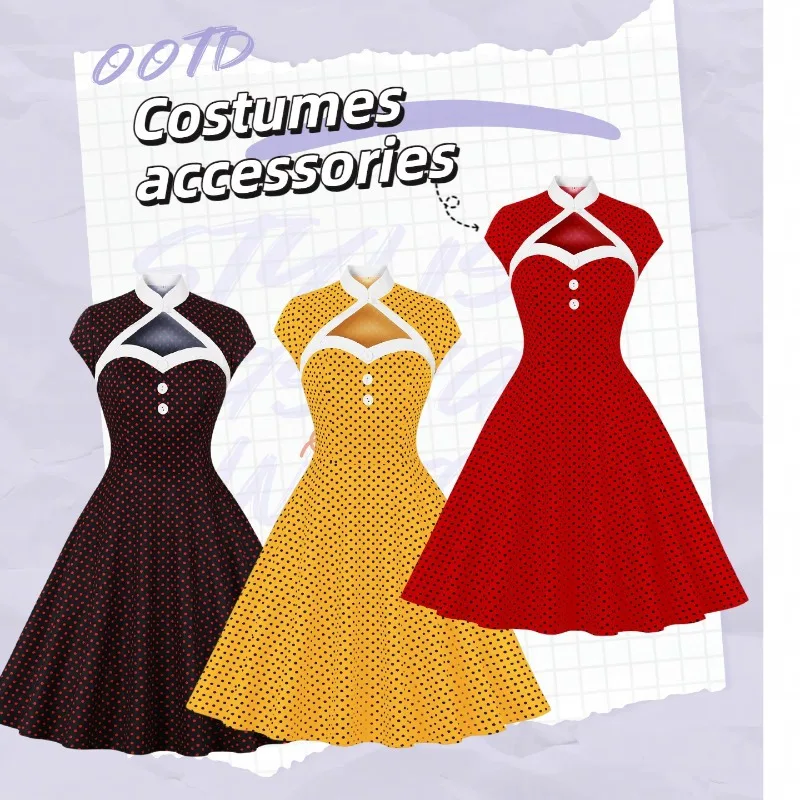 

Polka Dot Retro Midi Maxi Dress Summer Women's Clothing Costumes Accessories