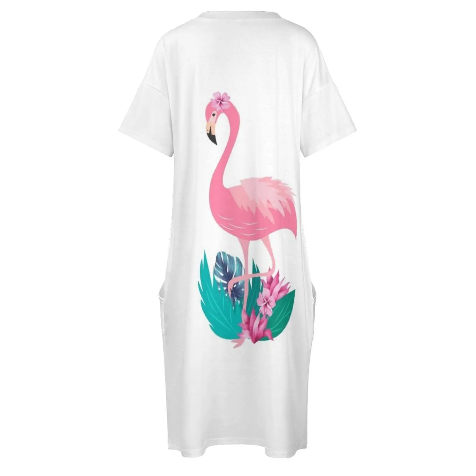 T-Shirt classique flamant rose, robe ample avec poches, vêtements pour femmes