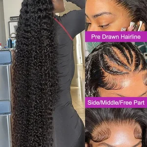 High density 300% 40 46 inch deep wave 13x6 HD HD front Human hair wig loose water curly 360 front wig 12 Main Sales Lace Front Cacheada - №11