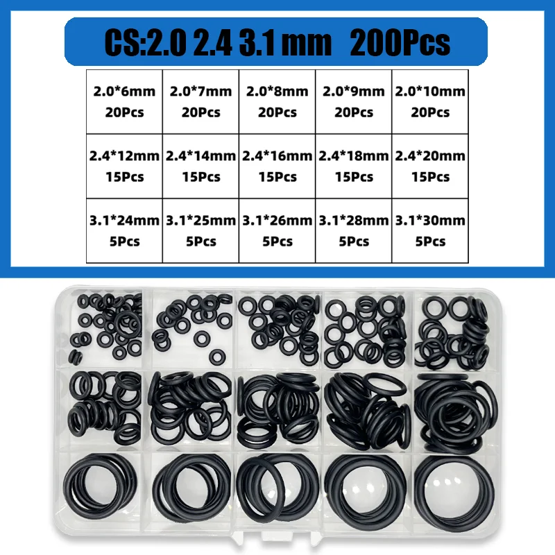 Insgesamt 3200 O-Ring CS1,0–3,1 mm Dichtungsscheibe, schwarzer NBR-O-Ring, Kfz-Reparatur, Sanitärdichtungen, ölbeständig, hohe Temperatur – Detail 17
