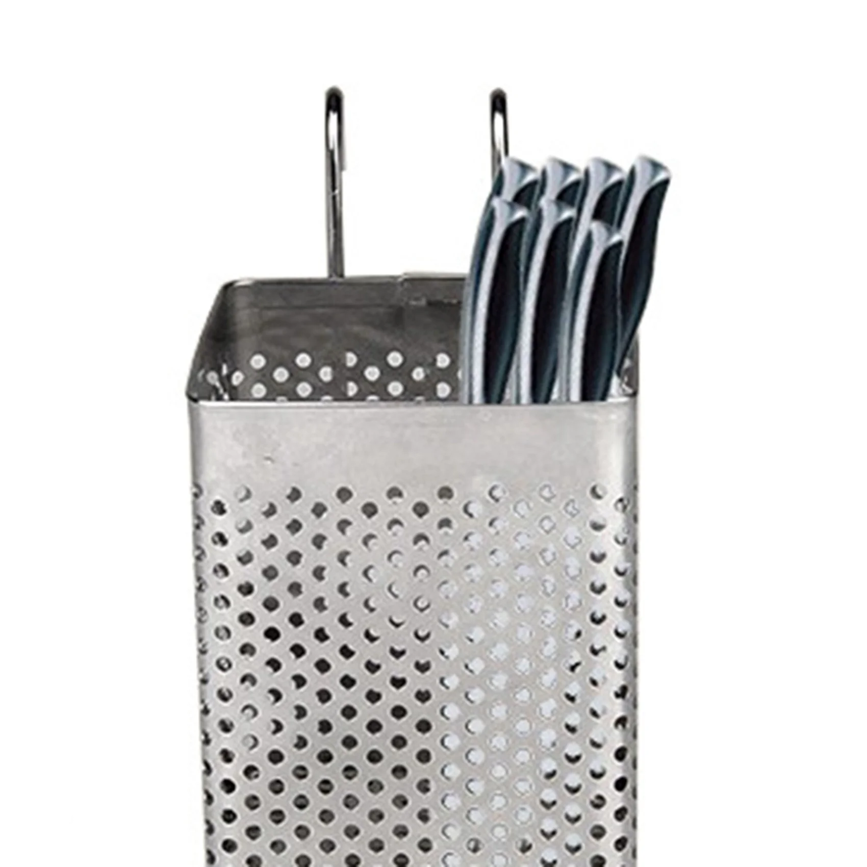 ABSE-2X Stainless Steel Chopsticks Holder Hanging Cutlery Drying Basket Tableware Drainer With Hooks Kitchen Utensil(A)
