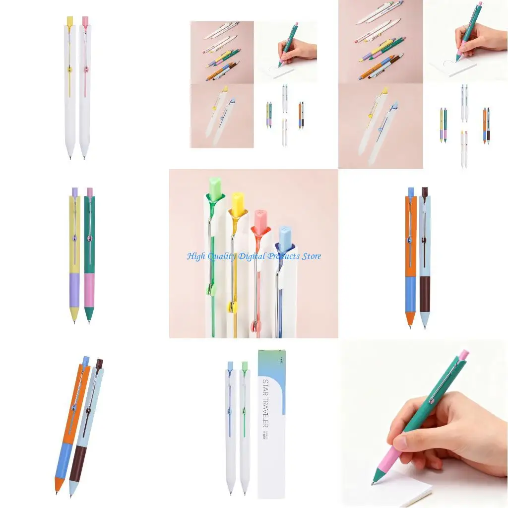 

U2JE Pack of 2 Roller Ball Pen Set Quiet Clicks Quick Dry Study Work Essential
