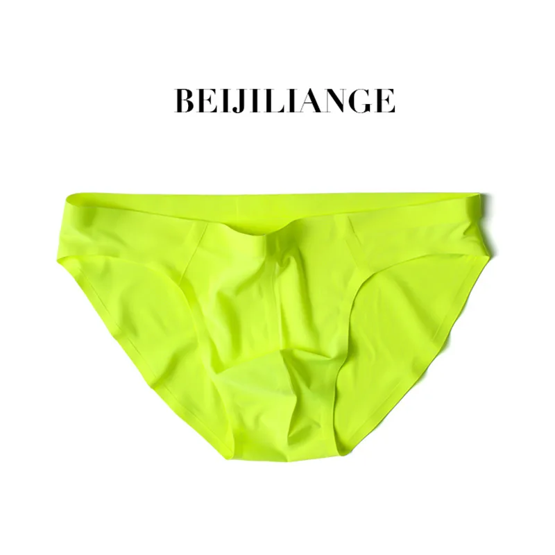 Men's Seamless Ice Silk Sexy Triangle Underwear Low Waist Youth Breathable Briefs