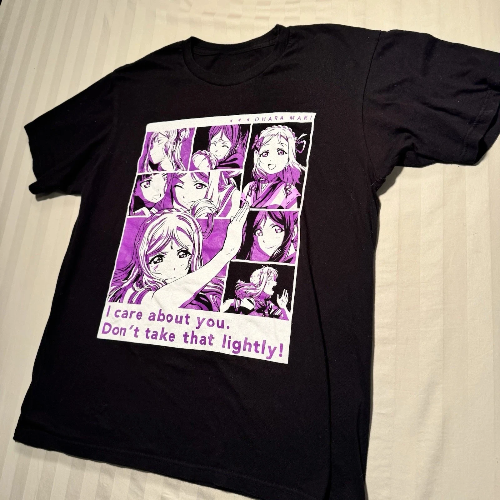 

Men T-shirts Lovelive! Sun Shine!! Mari Ohara T Shirt Anime I Care about You Unisex Cotton Top for Anime Fan Men Clothing Top