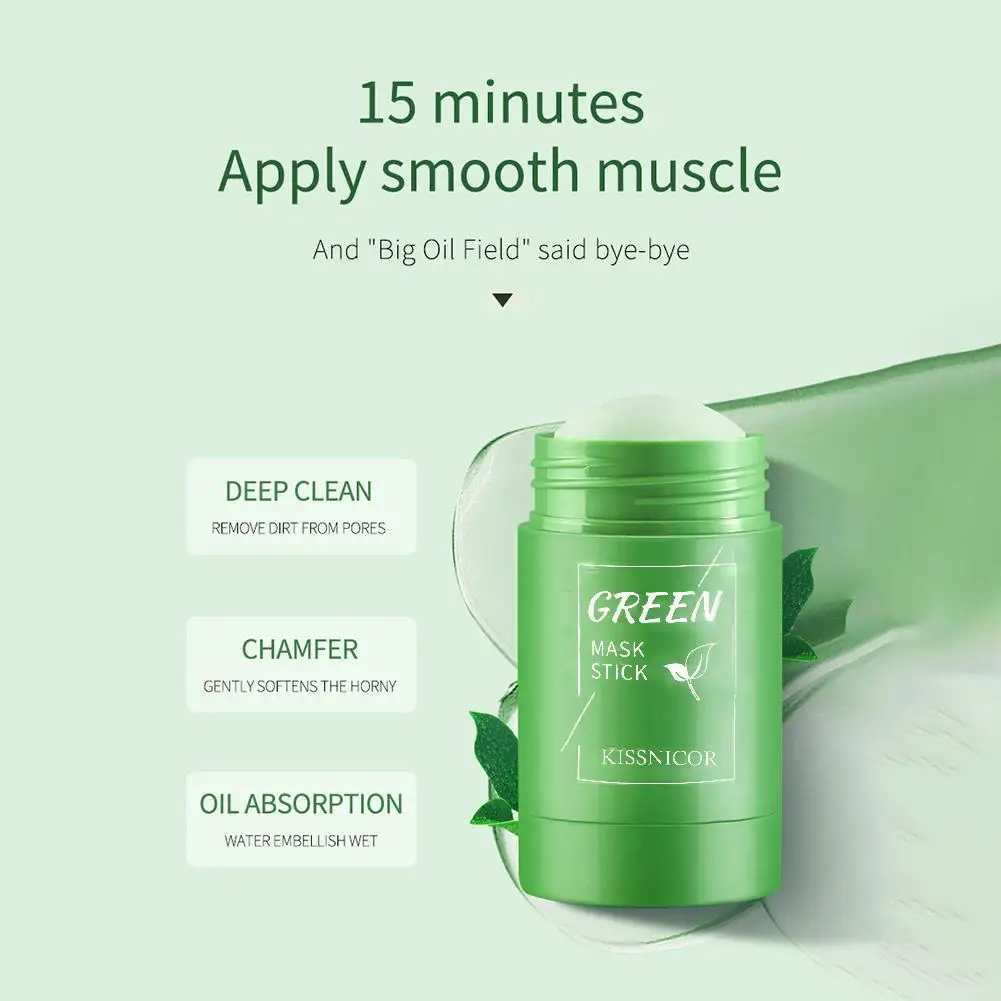 Face Clean Mask Green Tea Cleansing Stick Mask Smear Acne Shrink Blackhead Moisturizing Deep Cleansing Mask Film 40g Pores