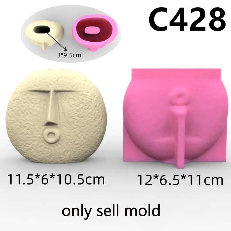 Abstract Human Face Vase Plaster Mold DIY Cement dry Flower Arrangement silicone Mold Aromatherapy Diffuser stick Vase Molds