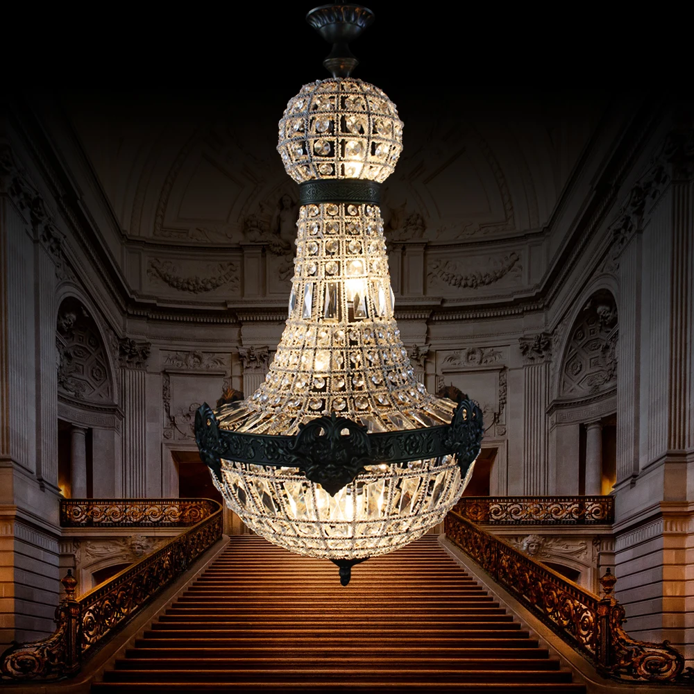 

Classic Vintage Crystal Chandelier Lighting 6 Lights Pendant Ceiling Fixture Lamp Luxury Adjustable Hanging Ceiling Light for Li