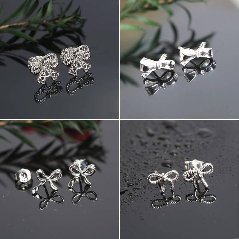 Exquisite Bow Stud Earrings Women Cute Bowknot Jewelry Earrings Delicate Tiny Bowknot Senior Sense Commute Elegant Jewelry