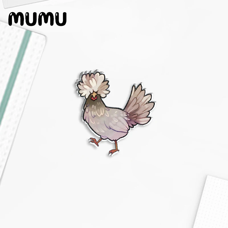 2023 New Flower Chicken Lapel Pin Cute Rooster Acrylic Brooches Handmade Epoxy Jewelry Shirt Bag Badge