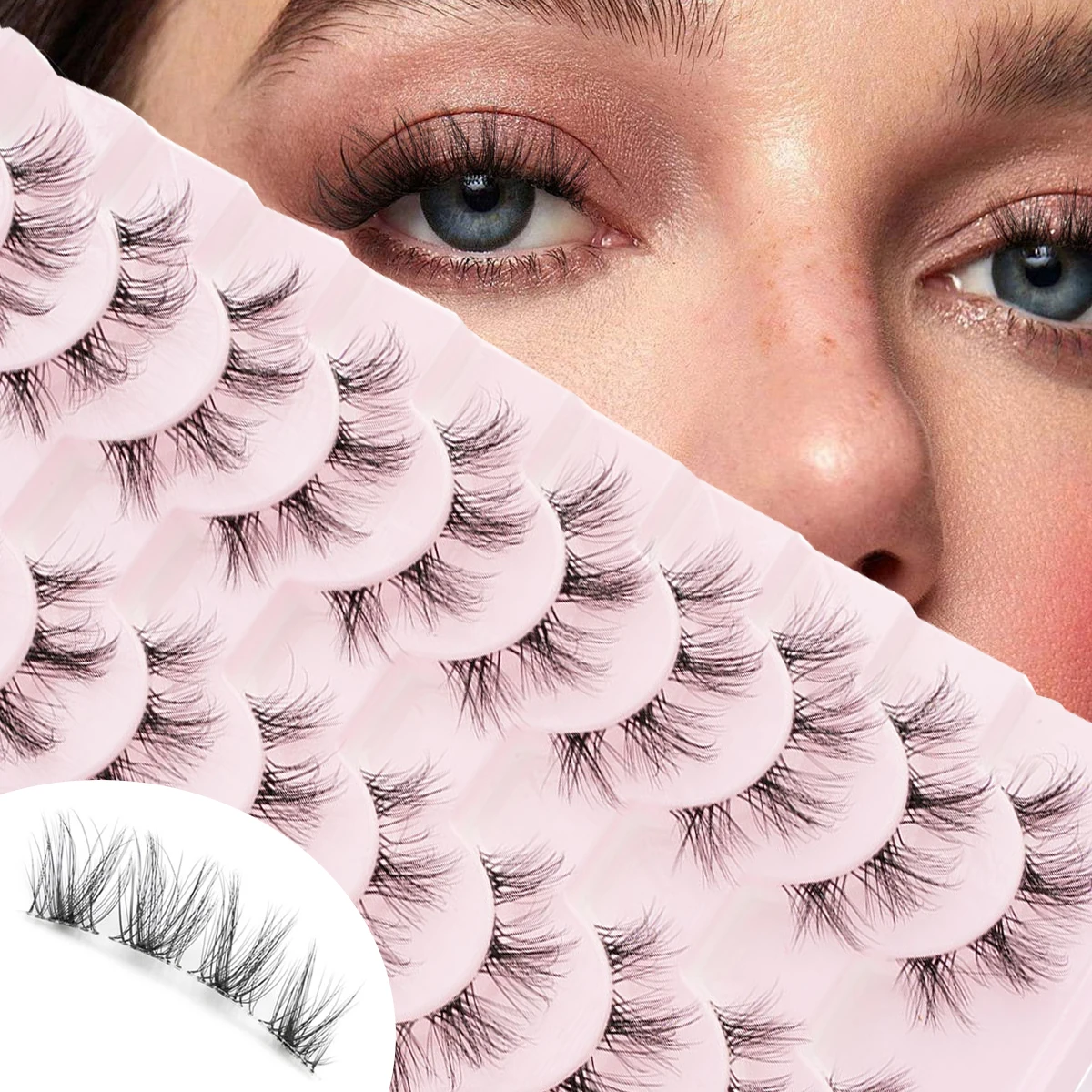 YSDO Fluffy ciglia finte 3/10 paia di ciglia naturali Cat Eye Wispy Faux 3d ciglia di visone strumenti per il trucco ciglia ricci morbide e spesse