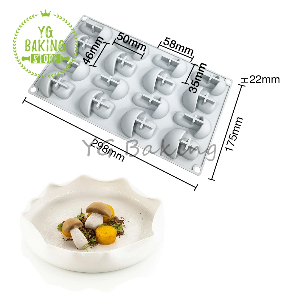 Dorica 16 Cavity Small Mushroom Design Pudding Silicone Mousse Mould DIY Jelly Chocolate Mold Cake Decorating Tools Bakeware