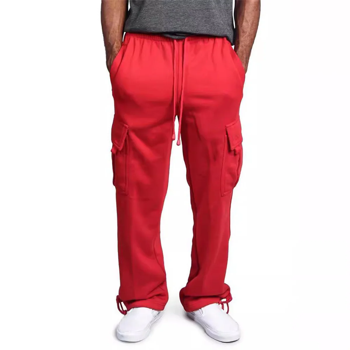 

Men's Cargo Pants Loose Drawstring Sweatpants with Pockets Sports Straight Trousers Jogging Long Pants Hip Hop Streetwear
