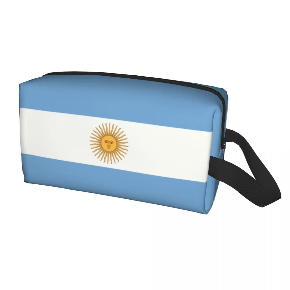 

Custom Flag Of Argentina Toiletry Bag for Women Cosmetic Makeup Organizer Lady Beauty Storage Dopp Kit Box