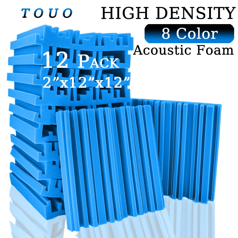 

TOUO Broadband Acoustic Foam 12pcs Music Studio High Density Soundproof Foams Bedroom Sound Absorbing Material Sealing Strip