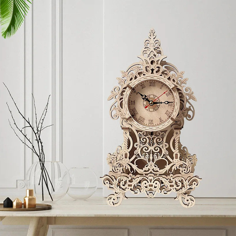 3d Retro Wall Clock, Diy Puzzle Wooden Pendulum Clock, High-difficulty Assembly Model, Irregular-shaped Puzzle