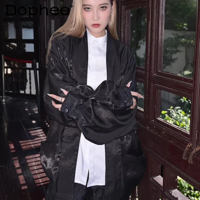 

Men's 2026 Spring New High-end Shiny Comfort Tops Stand Collar Long Sleeve Jackets Single-breasted Multi-button Outerwear Coats