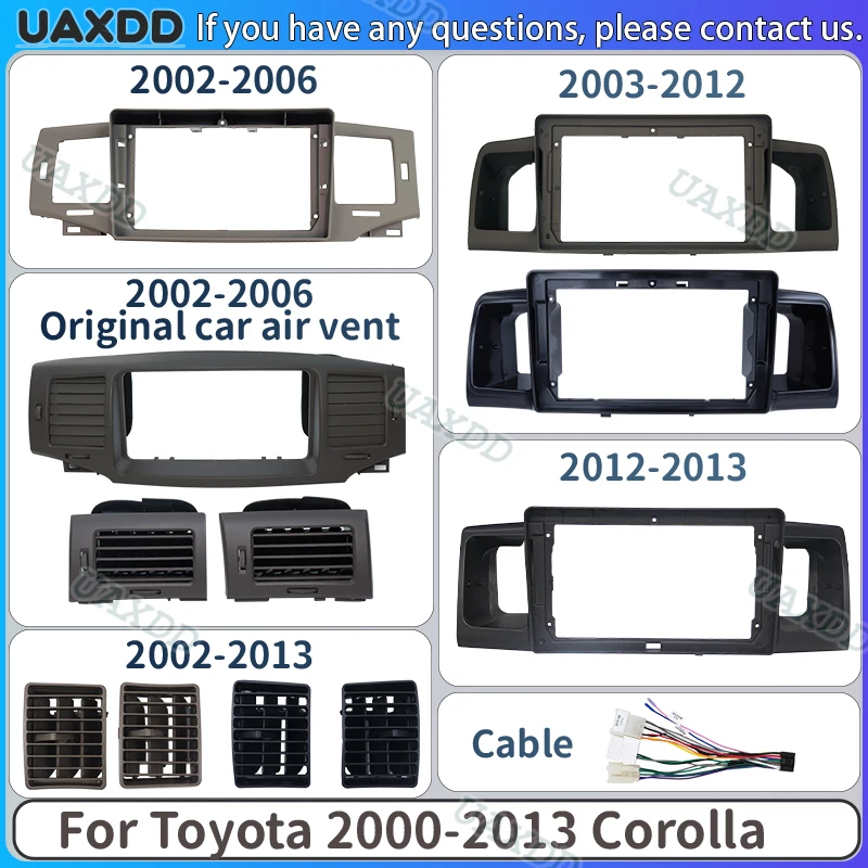 Air Conditioning Vent Grille Assembly Accessories For 2000-2013 Toyota Corolla Ex Radio Android Frame Fascia Dashboard Kit Panel