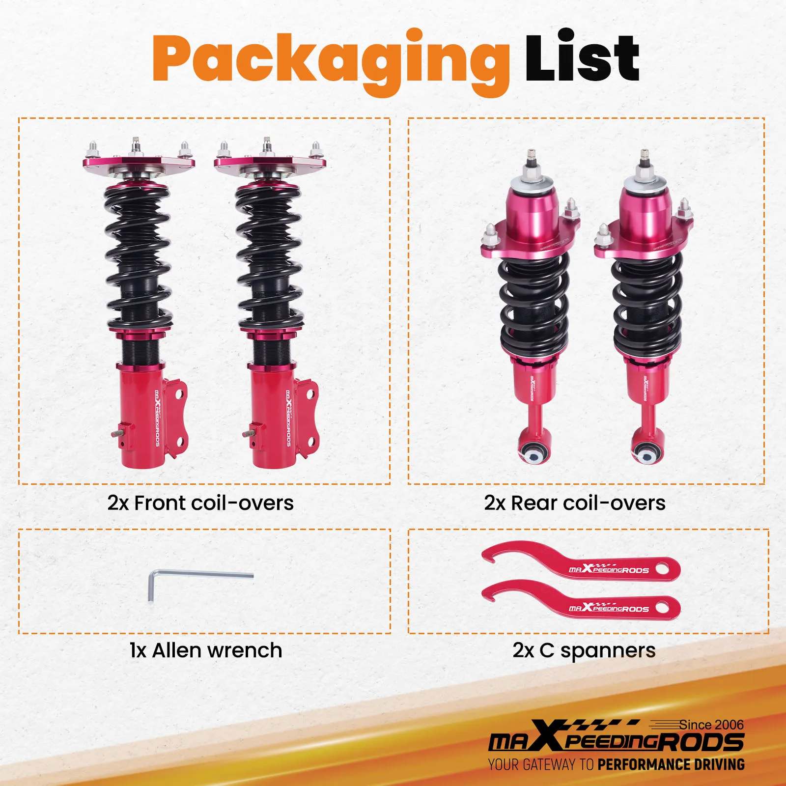 Комплект подвески 24-ступенчатого демпфера койловеров для Mitsubishi Lancer 2002-2006 CS6A