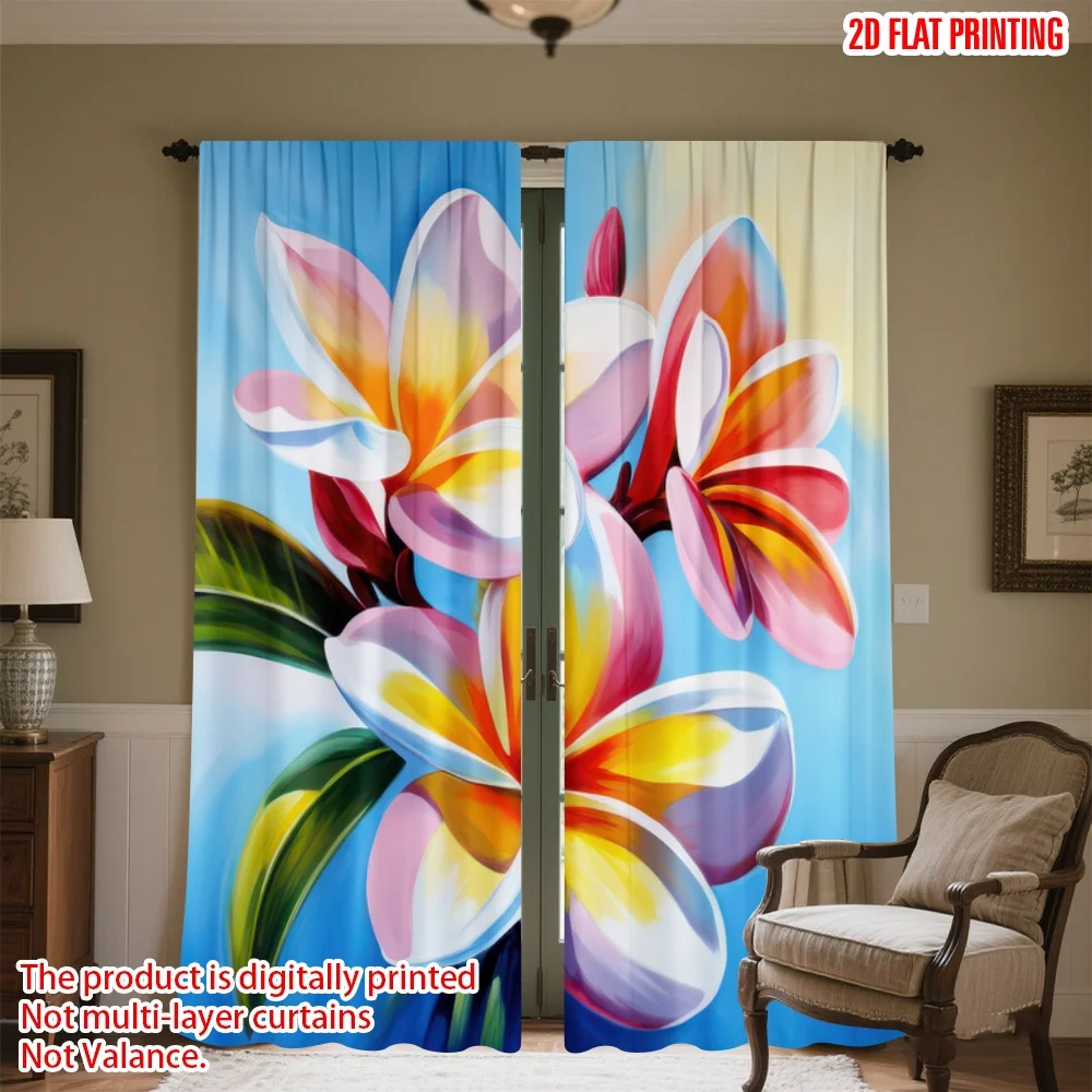 

2D flat printing 2pcs Curtains Vibrant Tropical Blossoms Digital Printed Polyester Drapes All Season Party & Holiday Decor Use