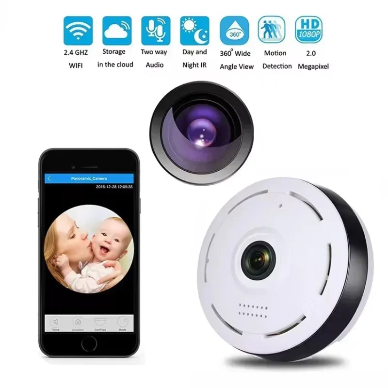 

V380 Pro 2.4g Wifi Panorama Camera 1080P Security Camera 360 Degree Panoramic Fisheye IP Camcorder Night Vision Surveillance Cam