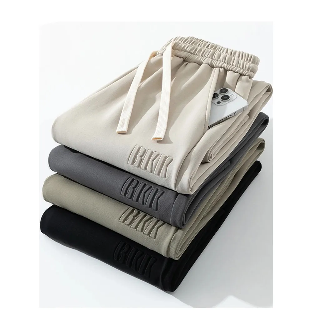 Men's Straight Sweatpants Wide Leg Cotton Track Pants Drawstring Letter Sports Baggy Pants Casual Long Trousers Big Size 8XL