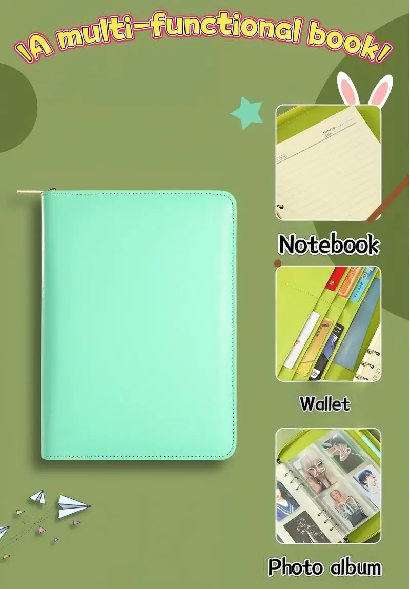 

A5 Multi-functional Zipper Binder-6 Ring Refillable Binder Notebook for Personal Planner Journal Cash Budget Diary File Album
