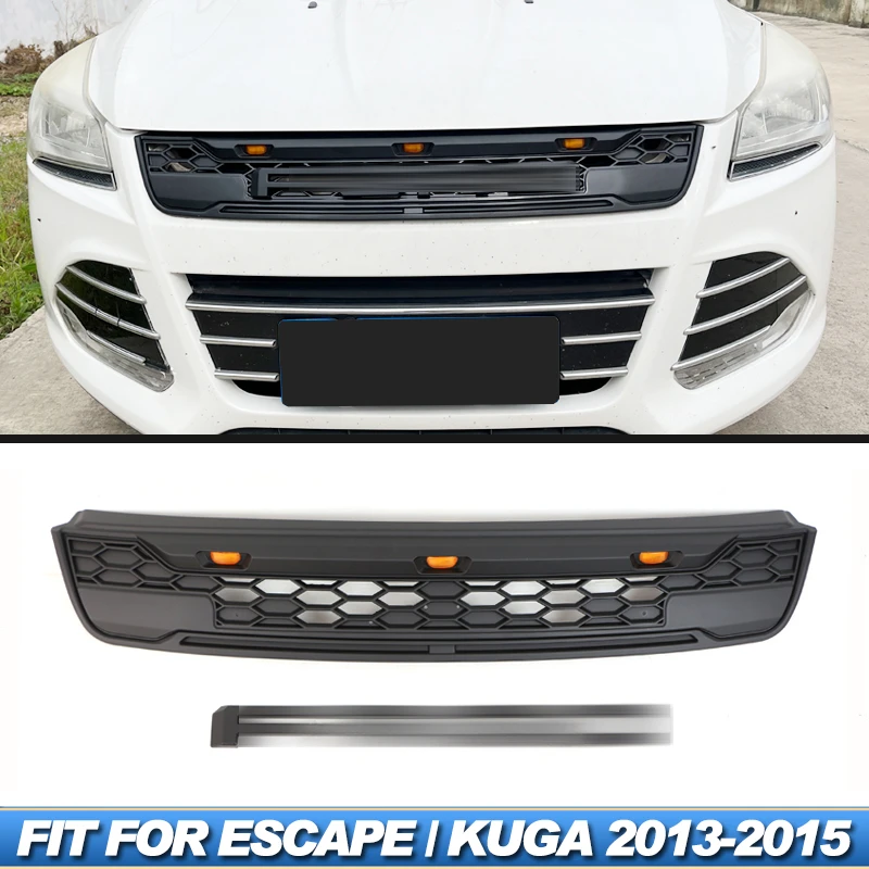 

Applicable to Ford Escape/Kuga 2013-2015 grill with LED light decoration modification, front bumper grille accessories