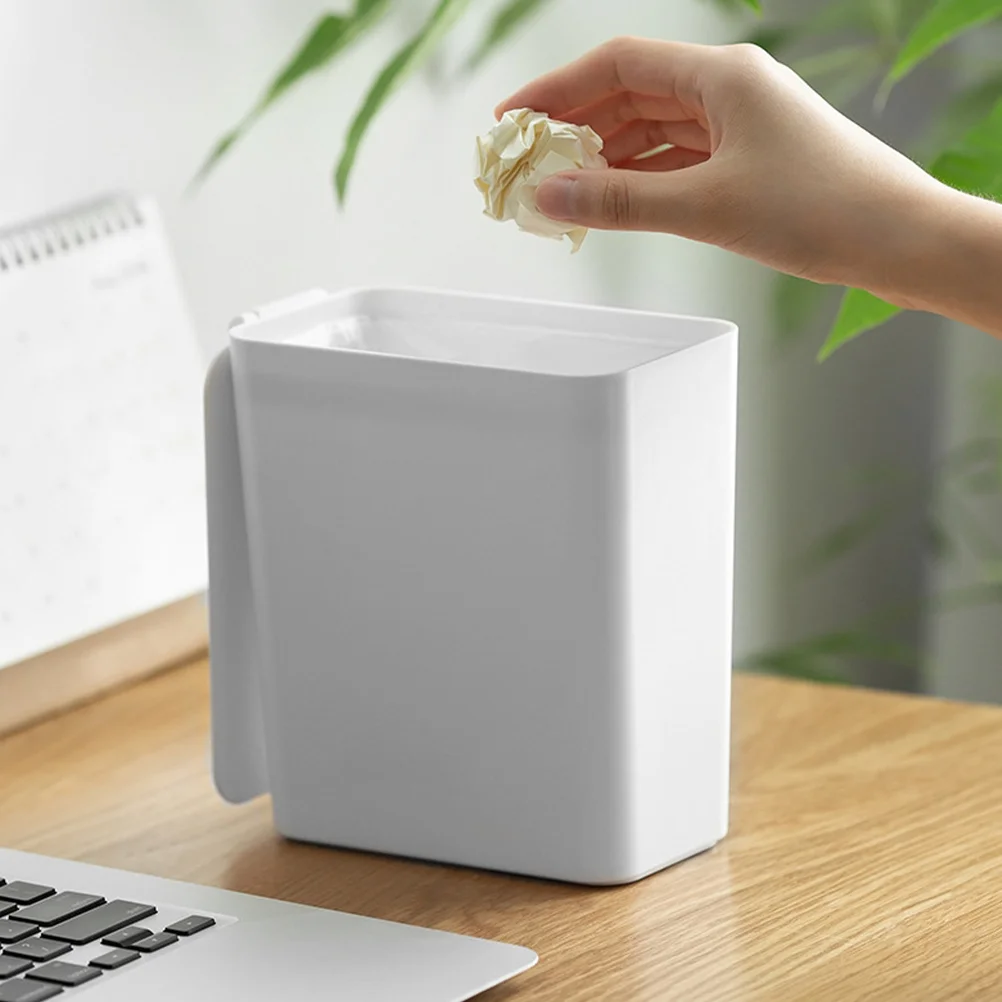 

Toy Garbage Cans Simple Office Desk Wastebasket Portable Mini Trash White Bin Clamshell Trashcan with Lid