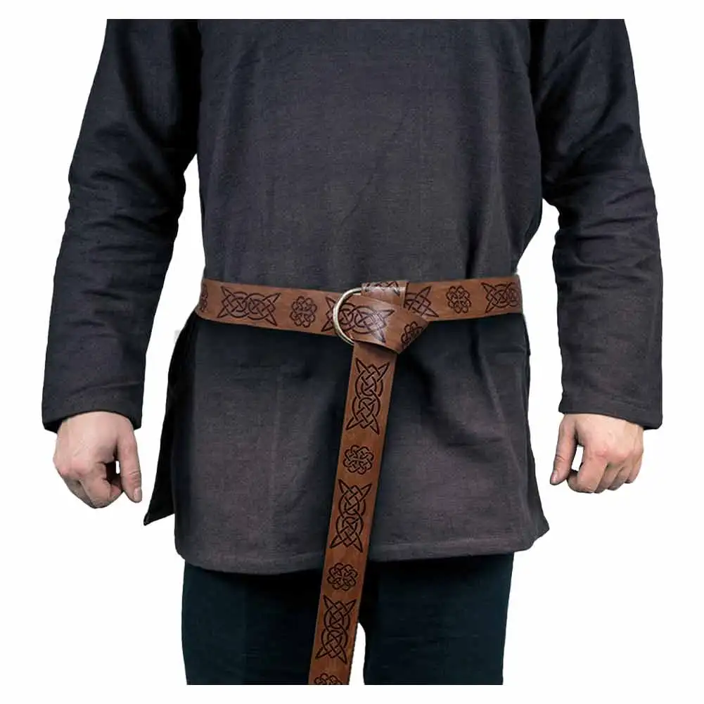 Cinturón de Cosplay de pirata vikingo marrón para hombres, accesorios de disfraz Medieval renacentista, accesorios de Fantasía Retro para adultos