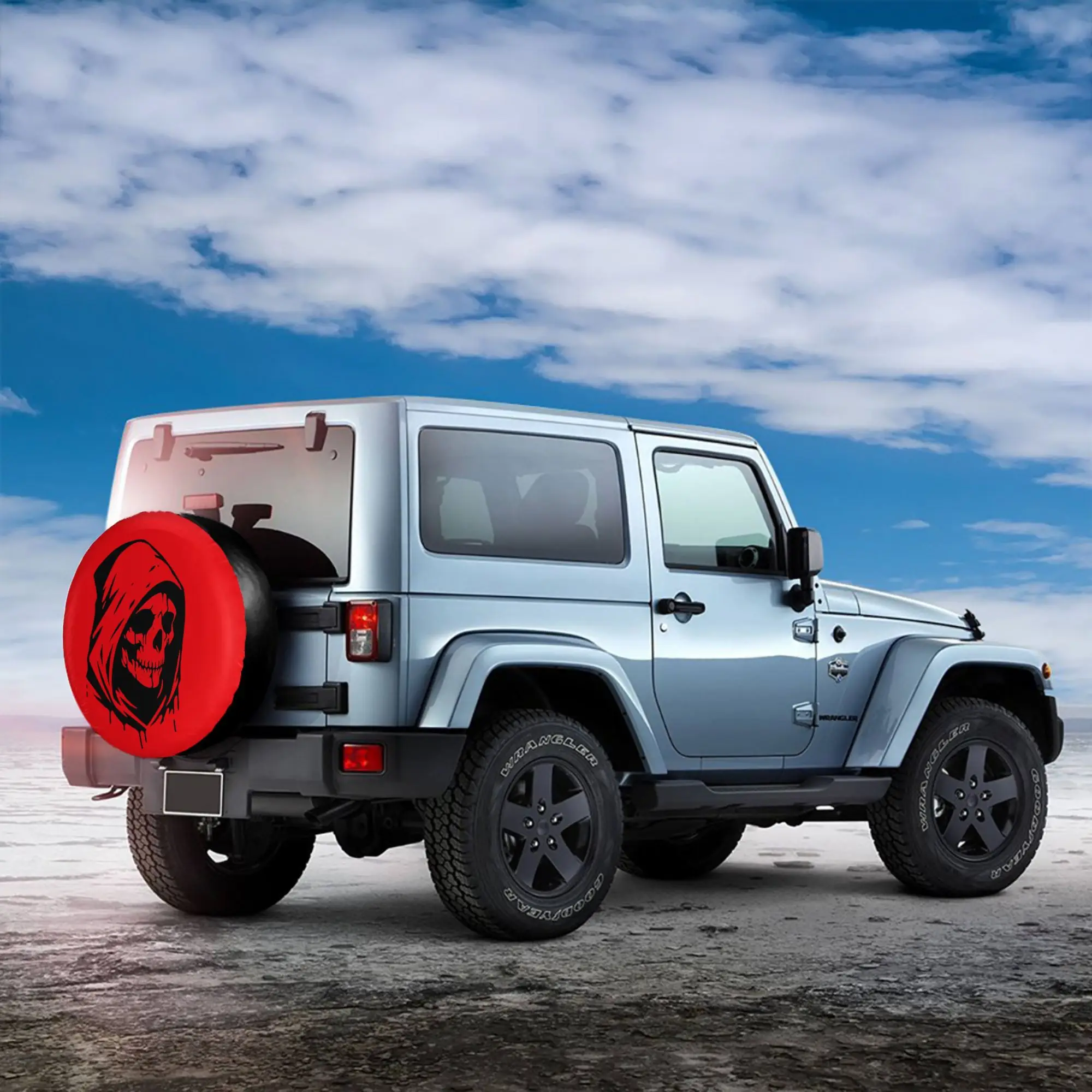 1pc Grim Reaper Car Spare Tire Protection Cover, Suitable For 14 Inch, 15 Inch, 16 Inch, And 17 Inch Tires, Suitable For Jeeps,