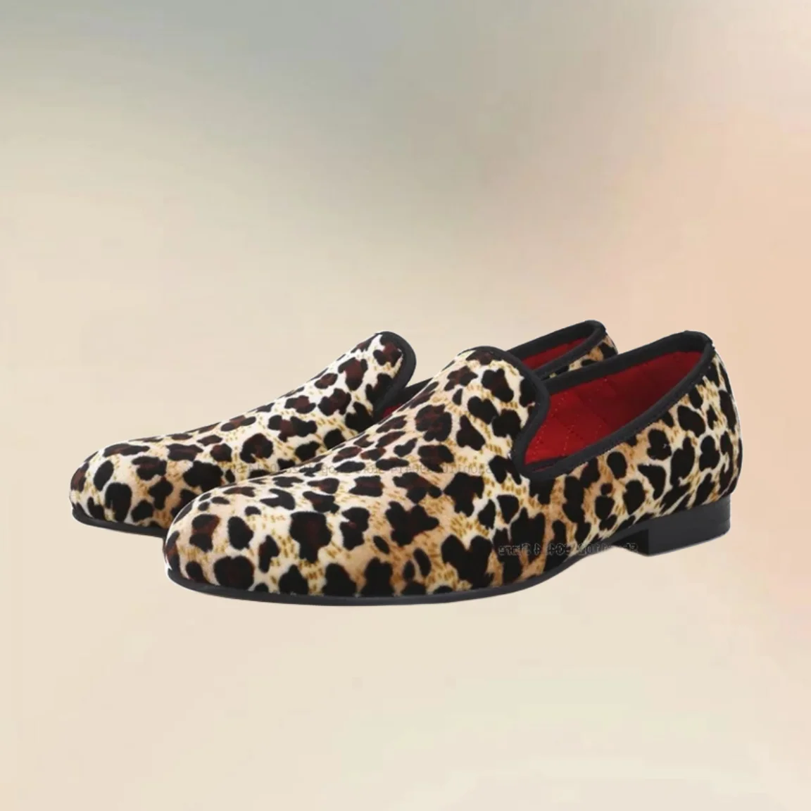 

Leopard Print Low Top Slip On Loafers Fashionable High Quality British Style Men Shoes Novel Comfort Party Feast Casual Shoes