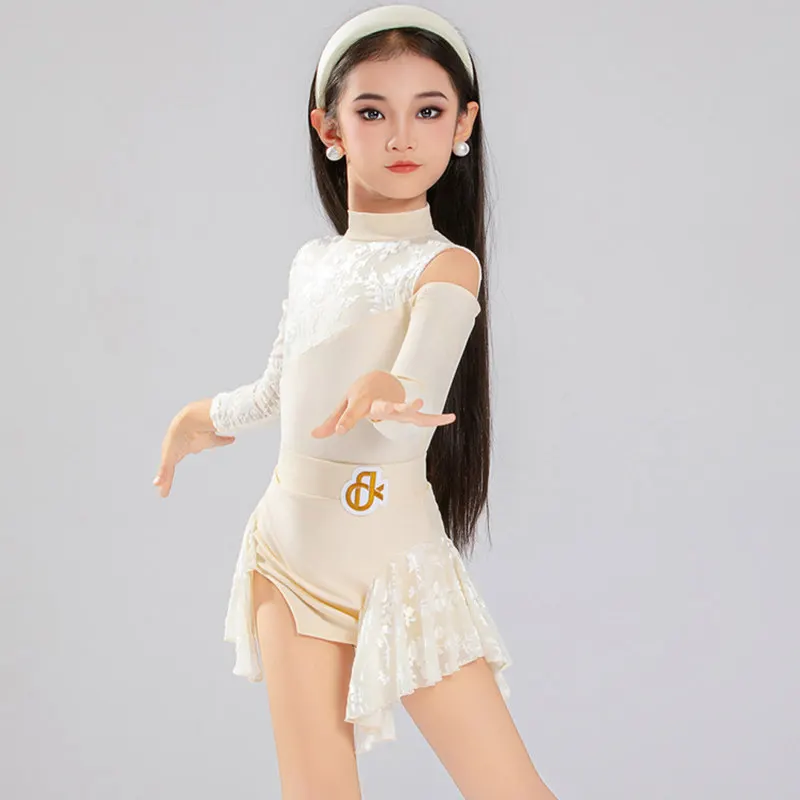 2026 New Latin Dance Outfit Premium Trendy Split Skirt Set Elastic Training Uniform Tournament Stage Light Smooth Dance Attire
