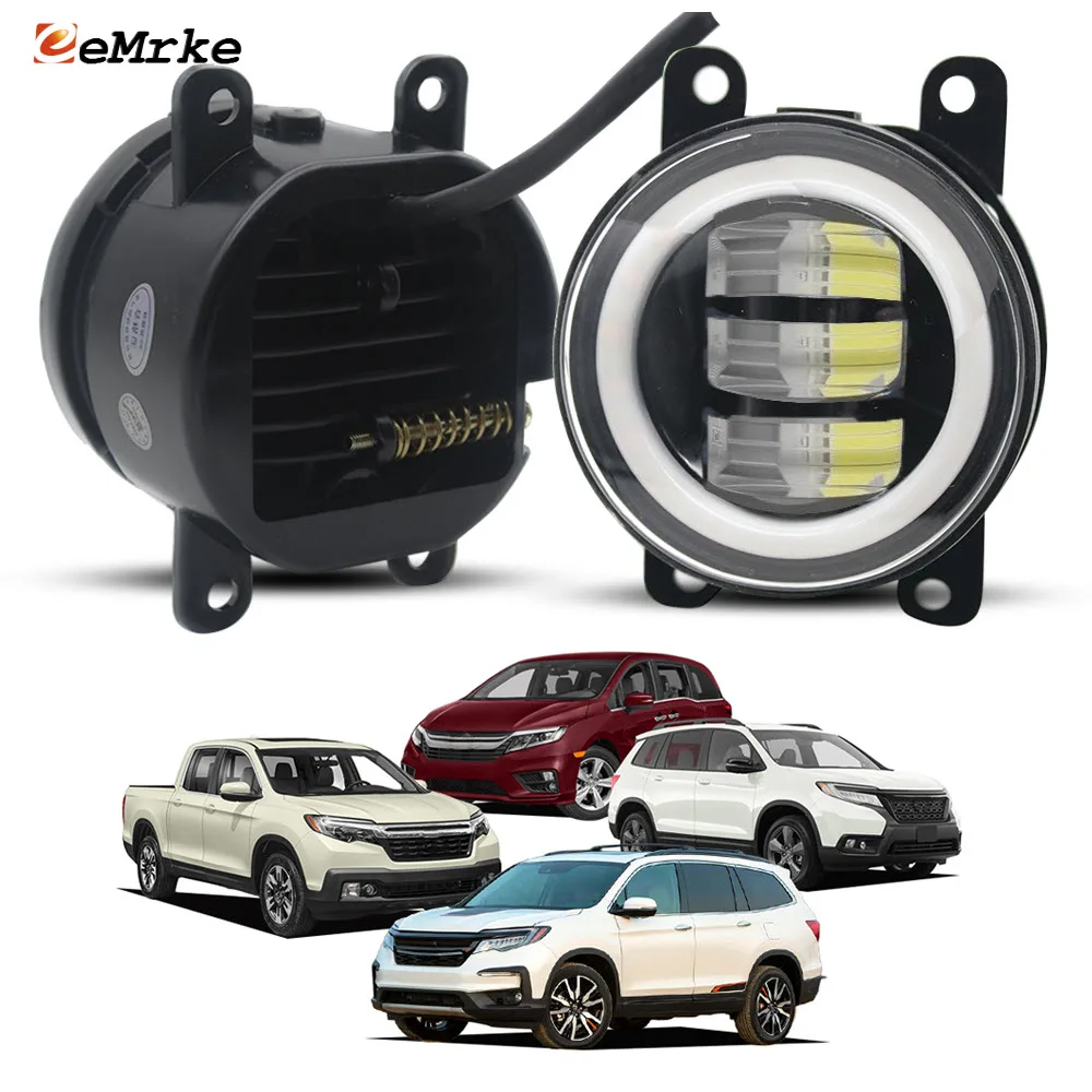 For Honda Odyssey RL6 VI Ridgeline YK 2/3 18 19 20 Passport Ridgeline LED Fog Lights White DRL Halo with Yellow Turn Signal Lamp