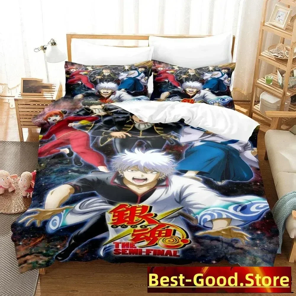 3D Printed Gintama Bedding Set Anime Gintoki Sakata Duvet Cover Double Twin Full Queen King Adult Kids Bedclothes Quilt Cover a