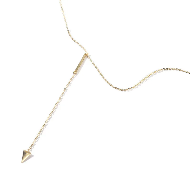 Fashion 2025 New Jewelry Necklace Personality Simple Metal Strip Triangle Tassel Women Short Paragraph Necklace Wholesale Gift