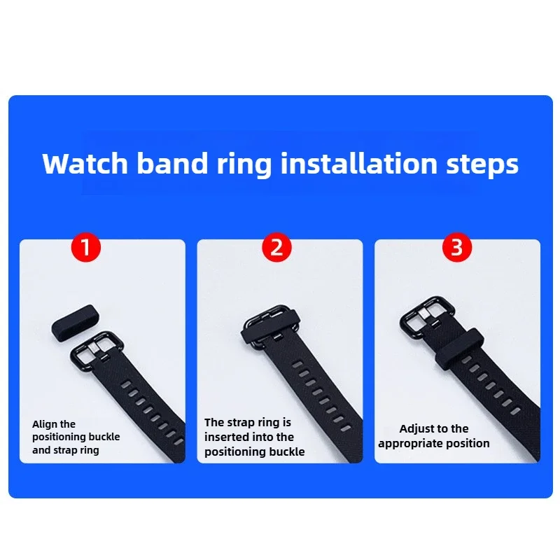 6 PCS Smart Bracelet Silicone Loop Rubber Watch Bezel Multi-Size Watch Accessories Strap Keeper/Adjustable Ring。