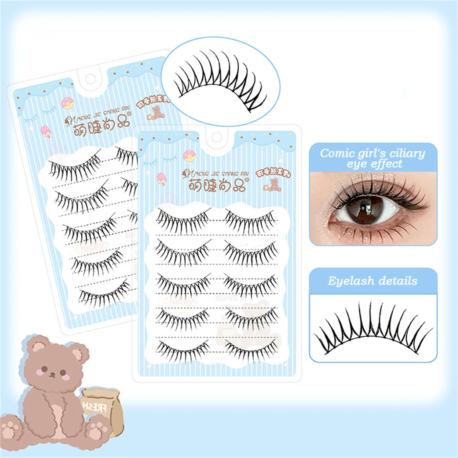 Ciglia finte stile coreano Ciglia dall'aspetto naturale Materiale in fibra morbida e strisce di arricciatura C per l'uso quotidiano Ciglia da salone fai-da-te
