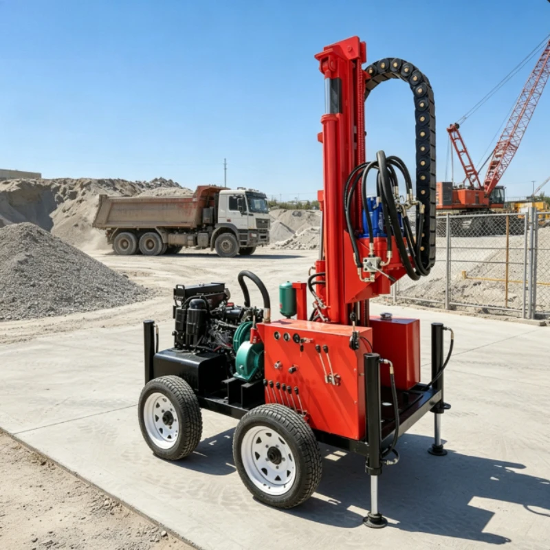 Customized Water Well Drilling Machine Borehole Rotary Water Well & Mine Drilling Rig Portable Wheels Drill Rig 280m Deep