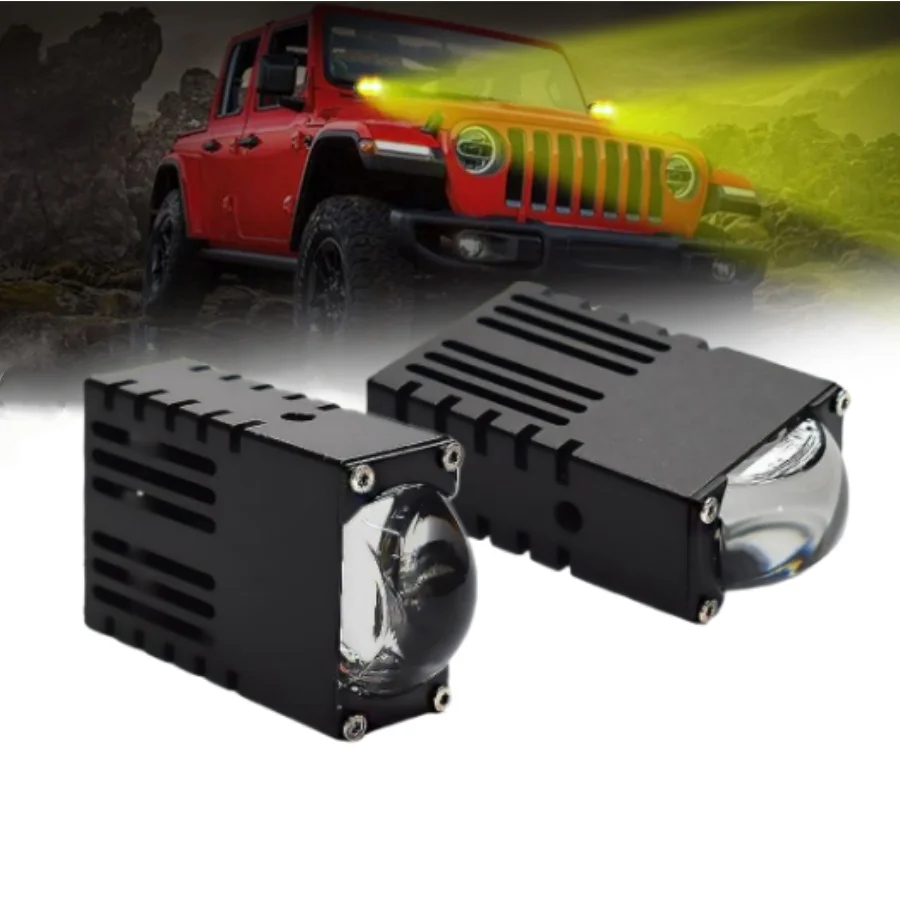 

2pcs Grille car Led lights Motorcycle Driving Lights Three Color Lights White/Amber 3 Modes 1.5 inch Car Fog Offroad 10000LM