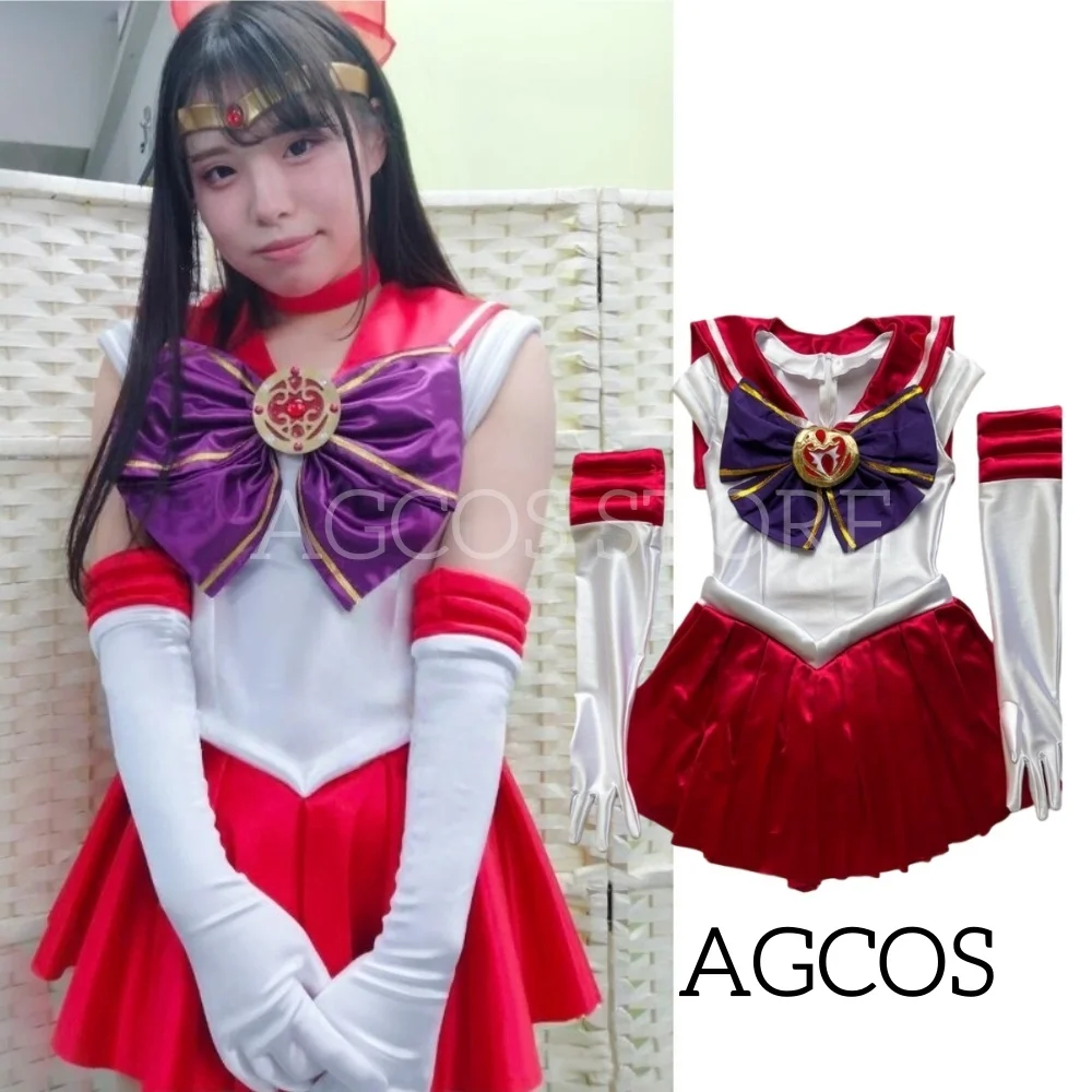 AGCOS Anime Sailor Moon Cosplay Kostüm Weihnachtsoutfits Kleider Uniformen Sets Rote Kostüme Cosplay