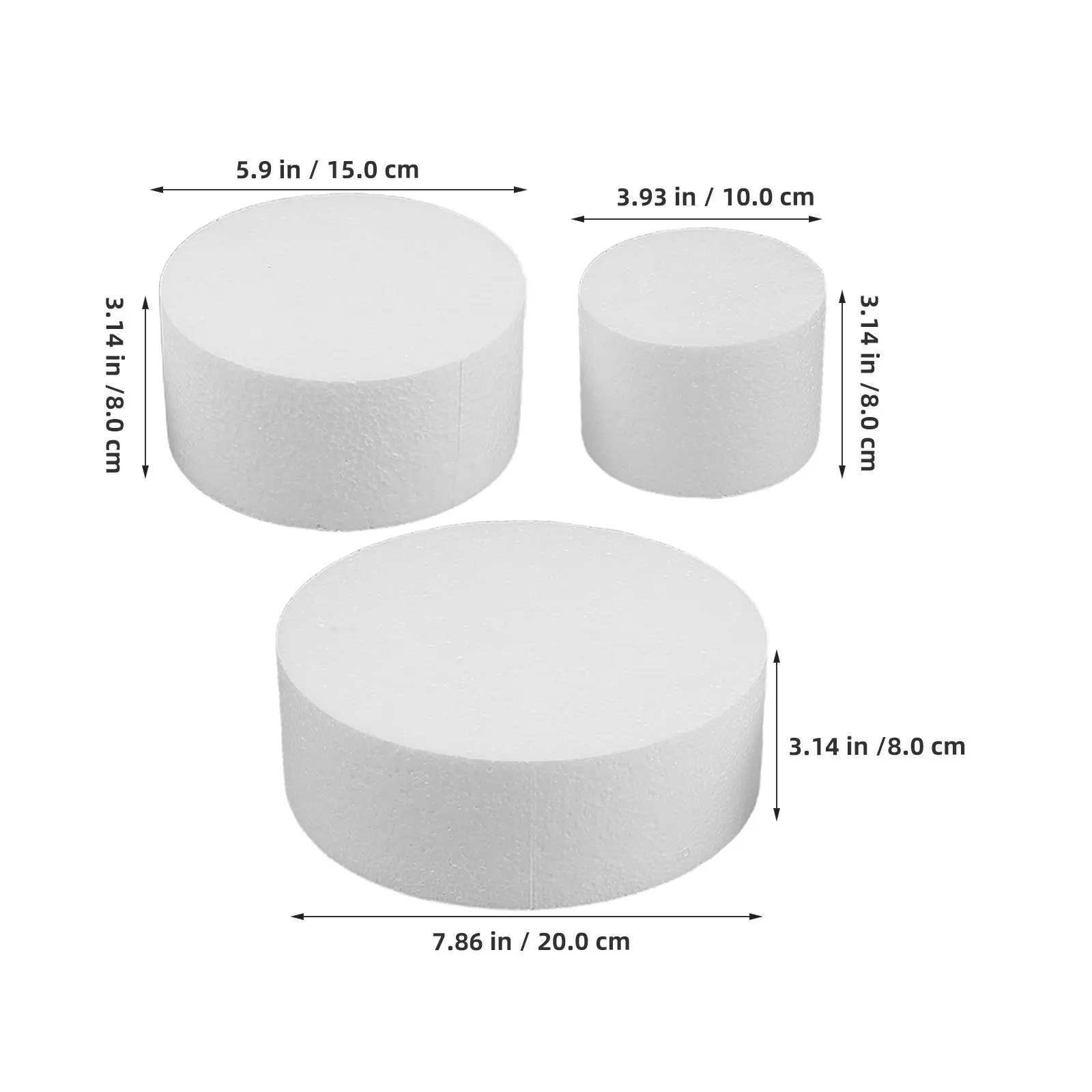 3Pcs Foam Cake Dummies White 4 6 8 Inch 3 Tier Round Faux Cake Practice Display Fake Wedding Birthday DIY Tools