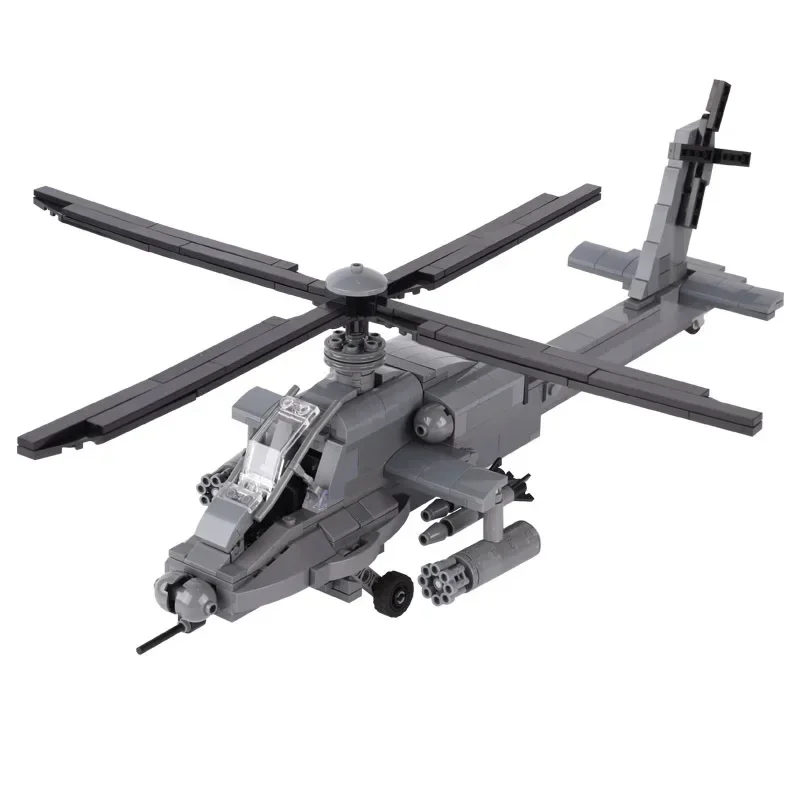 Modern Military Weapon U.S. Armed Helicopter Apache AH-64 Aircraft Model Building Blocks Small Particles Toy Boy Gifts