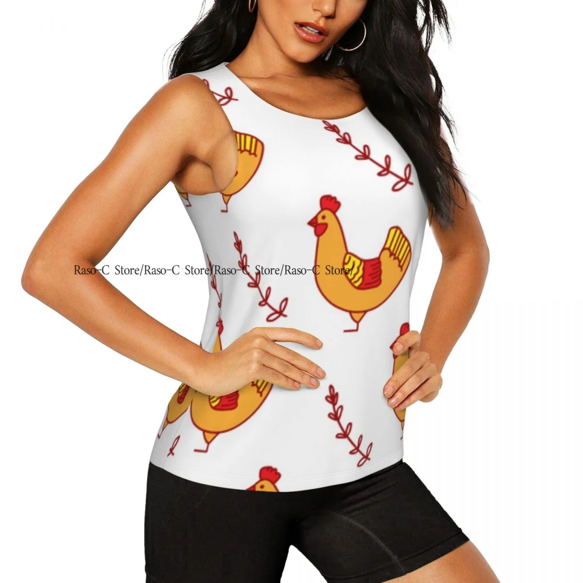 Women's Workout Tank Tops Quick Dry Sleeveless Athletic Shirts Chicken And Twig Background Gym Yoga Tops