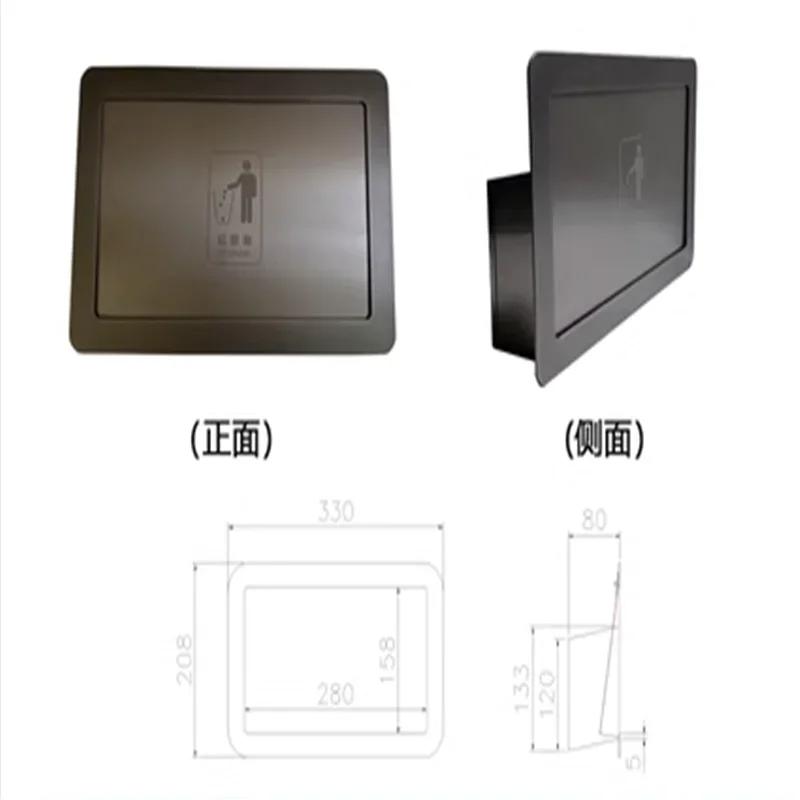 304 stainless steel side opening cover, wall mounted garbage bin cover, cabinet door, kitchen cabinet, embedded garbage cover