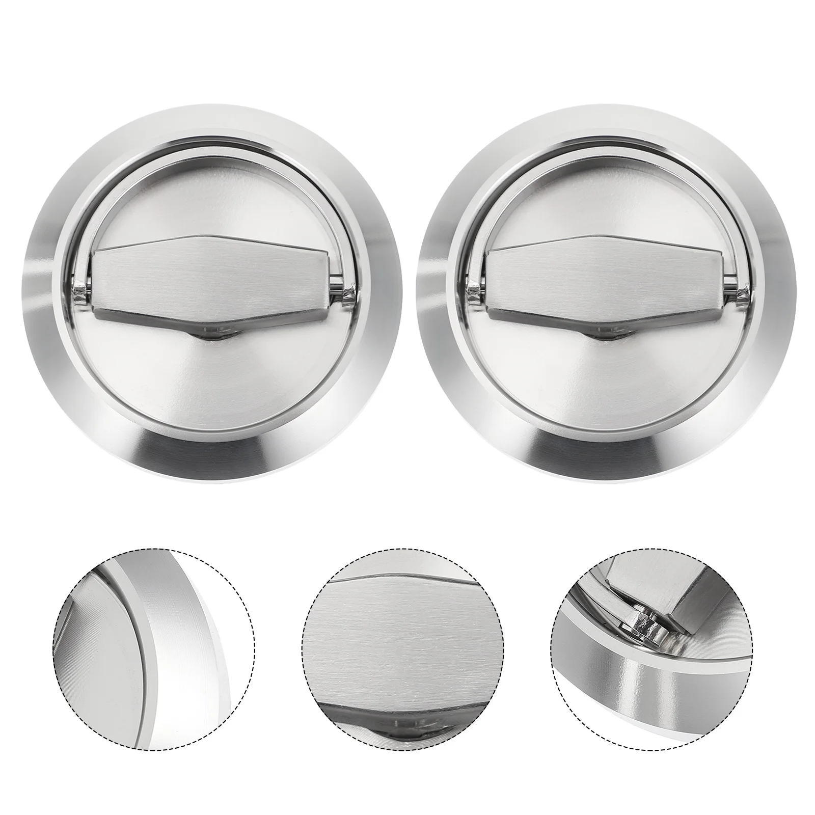 2 قطعة 304 الفولاذ المقاوم للصدأ حلقة سحب أقفال الأبواب راحة مقابض غير مرئية لانزلاق جيب الحظيرة أبواب المرآب خزانة سحب المقبض #3