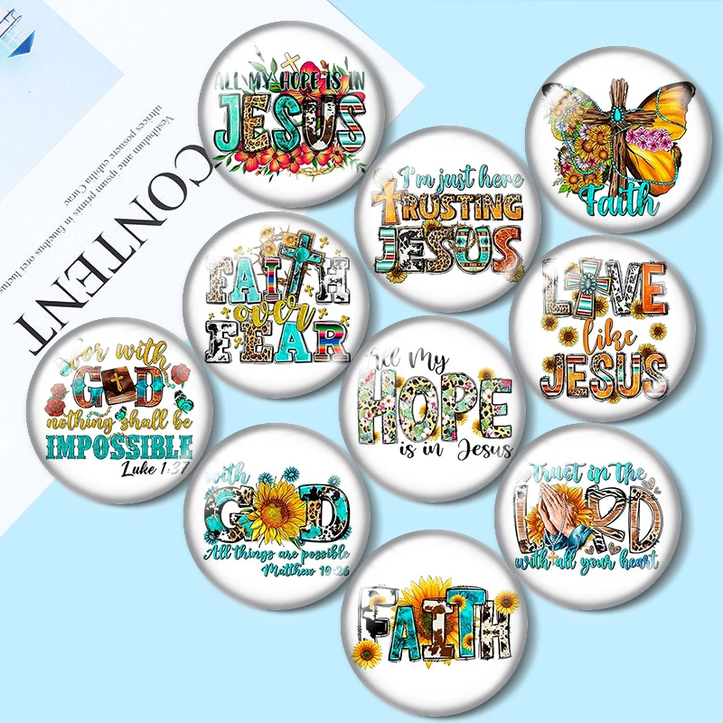 

Jesus God Sunflowers 12mm/18mm/20mm/25mm Round Photo glass cabochon demo flat back Making findings