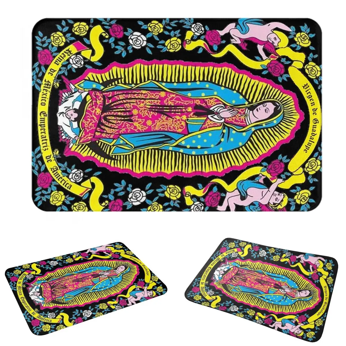Our Lady Of Guadalupe Virgin Mary Mexican Doormat Sand Scraping Carpet Rug Kitchen Entrance Home Floor Mat for Balcony Footpad