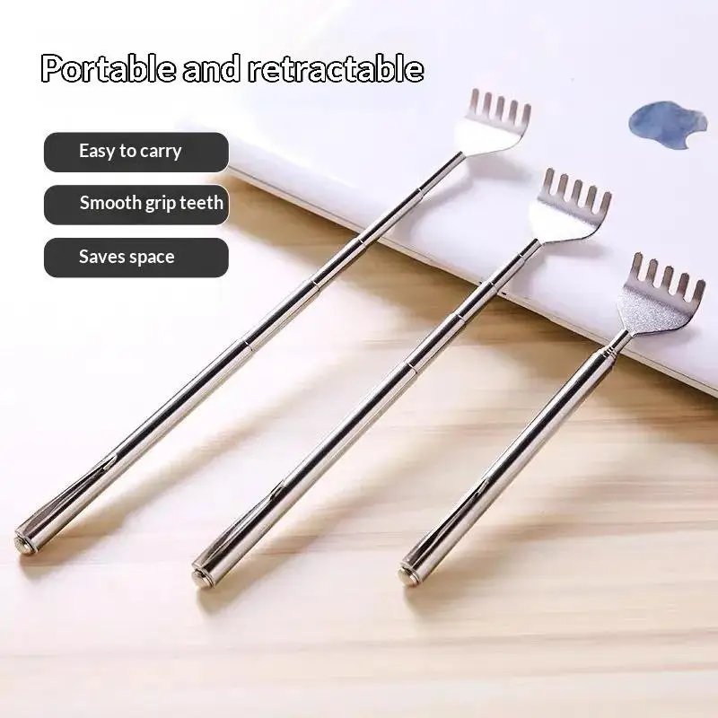 3Pcs Telescopic Back Scratcher Stainless Steel Portable Pen Style Retractable Itch Relief Tool Smooth Claw For Home Travel