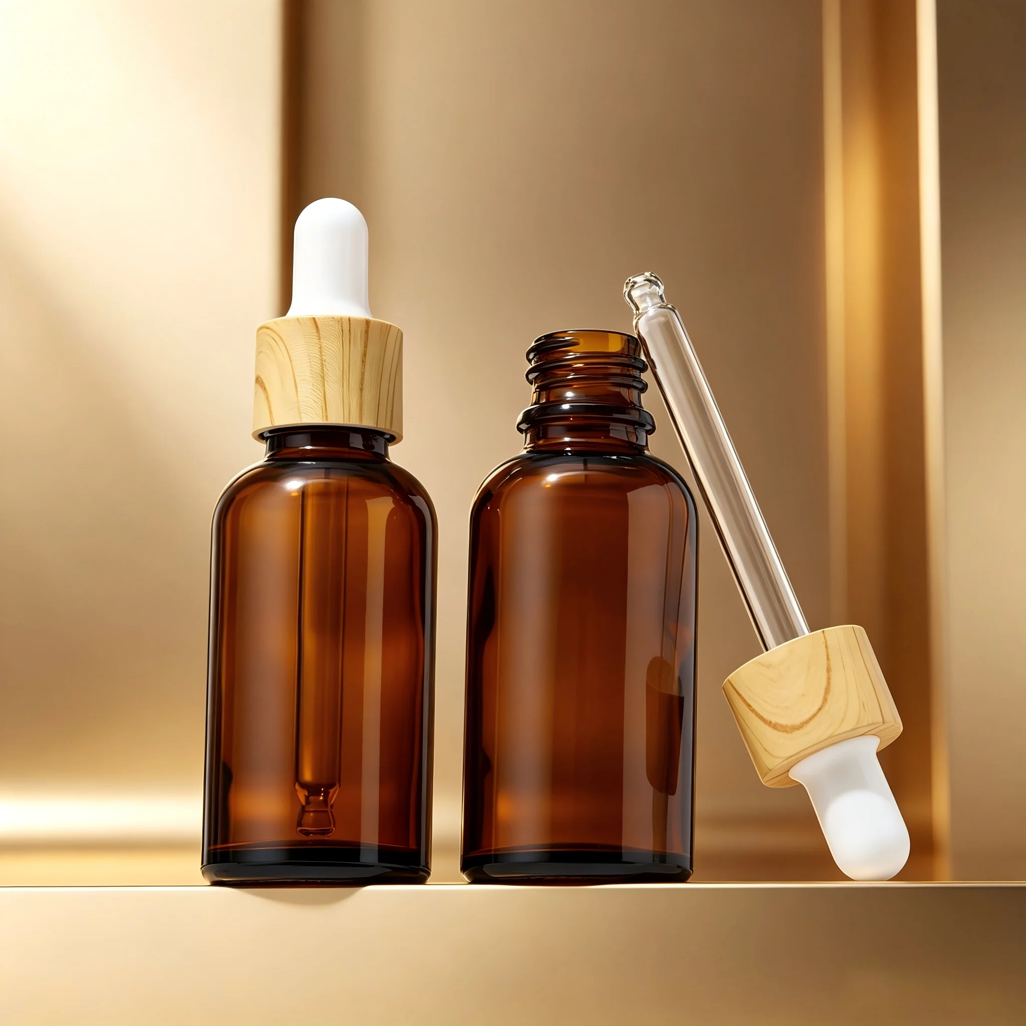 2 Stück 30ml Mattierte Bernsteinfarbene Glasfläschchen mit Pipette, Braune Reisebehälter für Parfüm, Serum, Schwarze Aroma-Glasbehälter